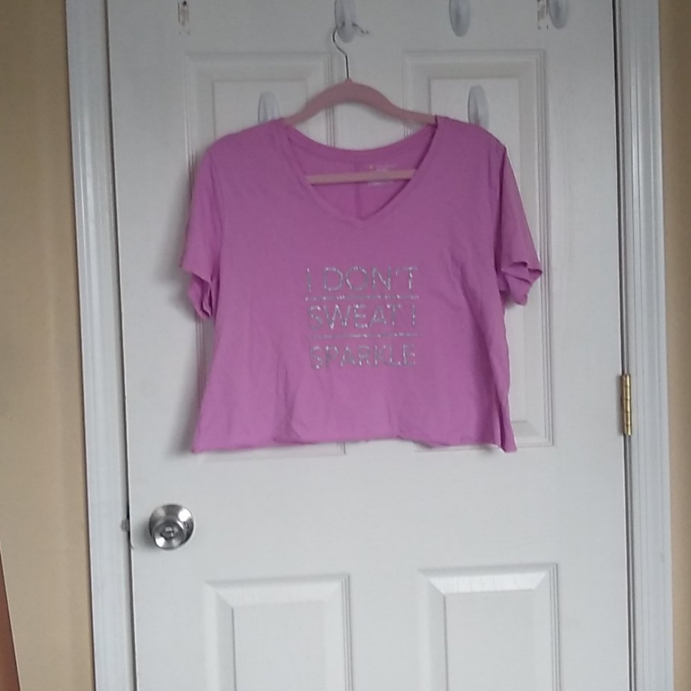 " I Don't Sweat I Sparkle" Purple Crop Top